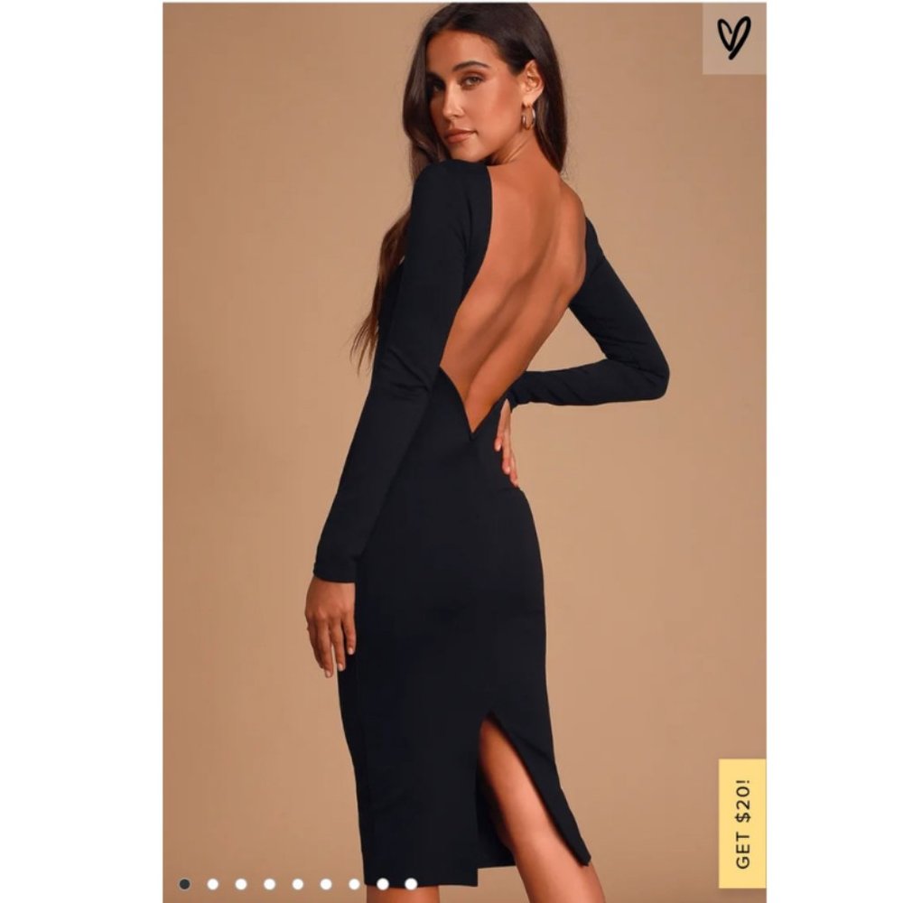 Lulus Va Va Voom Black Backless Midi Dress XS